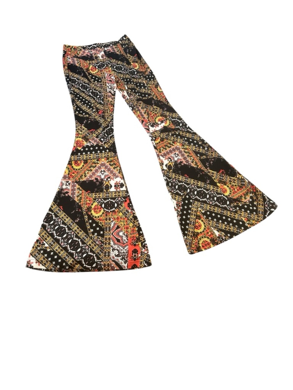 Free People Women sz XS Boho big Flare Pants Festival Pull On Bell Bottom fun - Picture 2 of 9